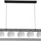 TEKHOME Lampadario a sospensione con 5 sfere in vetro bianco moderno metallo nero B89