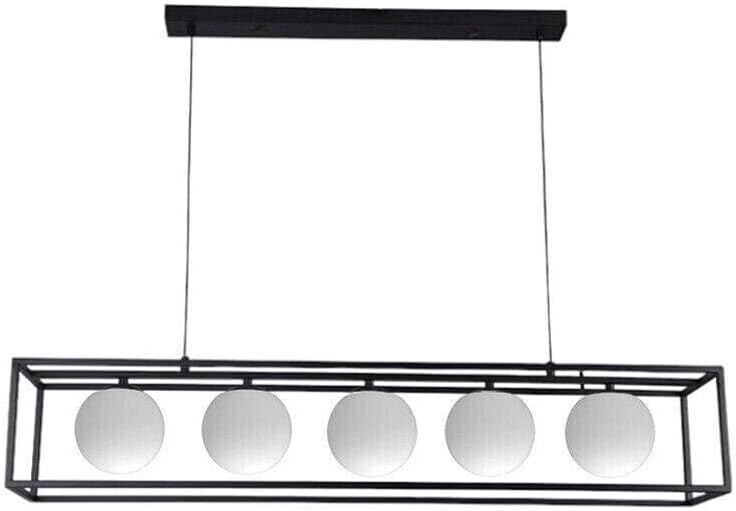 TEKHOME Lampadario a sospensione con 5 sfere in vetro bianco moderno metallo nero B89