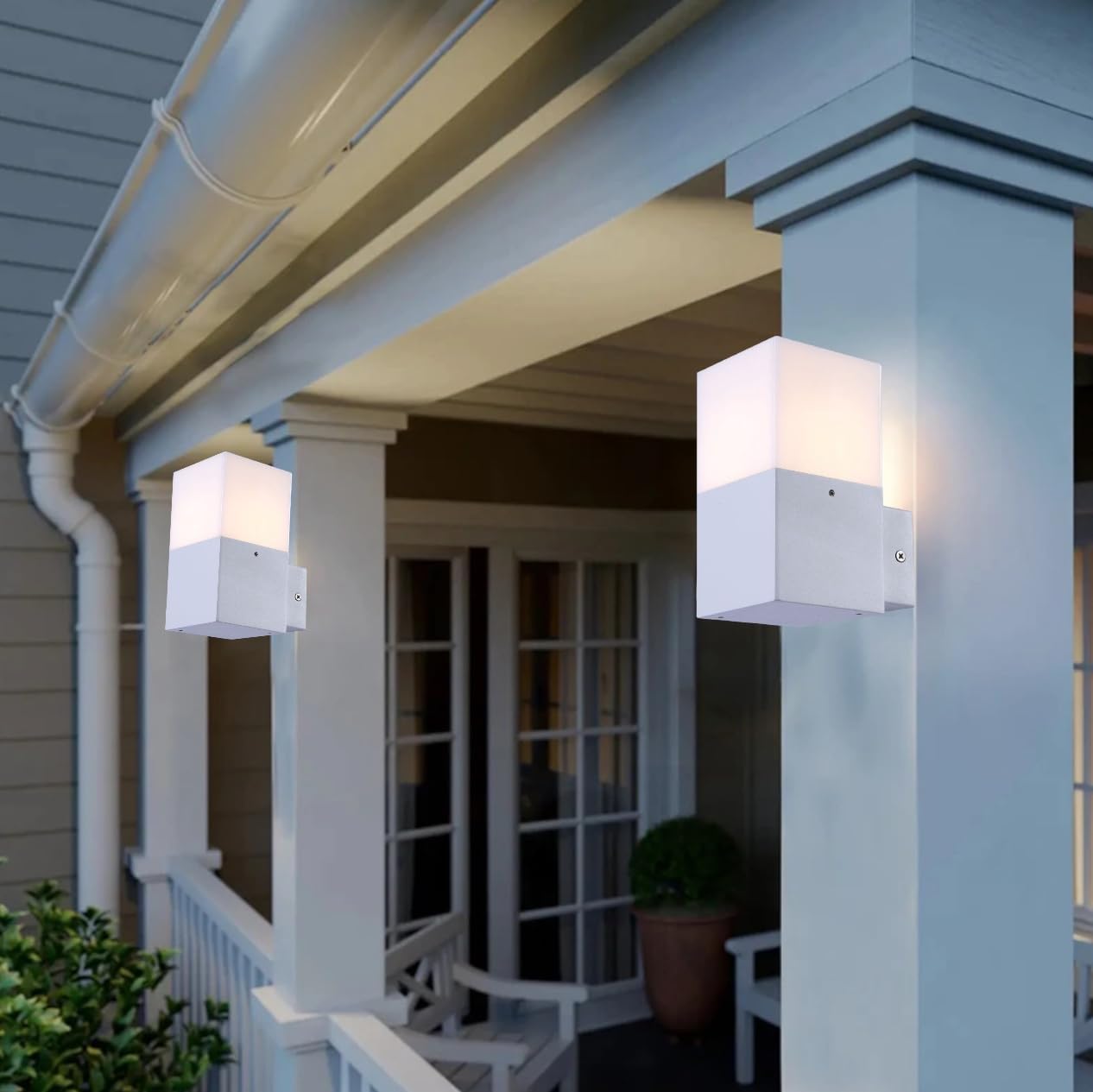 Applique da Esterno E27 IP44, Lampada da Parete Moderna in Alluminio e Acrilico, Attacco E27 (Lampadina non inclusa), Colore Bianco o Nero, per Facciata, Balcone e Giardino B160