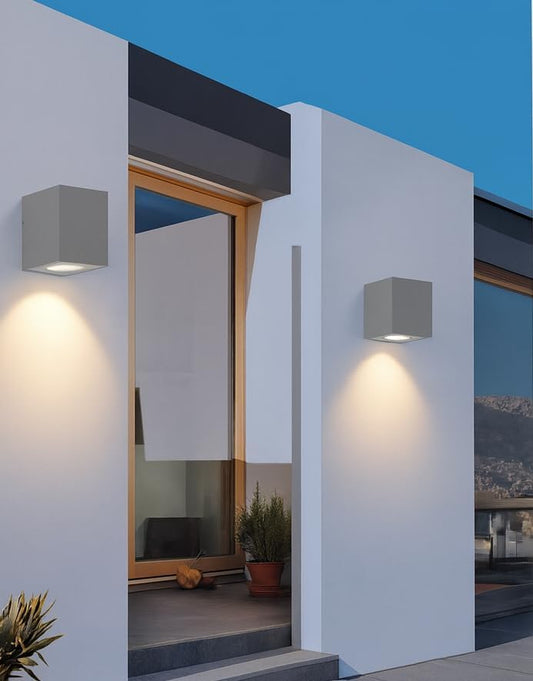 Applique da Esterno 1xGU10 IP65 – Lampada da Parete Impermeabile in Alluminio Verniciato, Design Moderno Quadrato, Senza Lampadina, per Giardino e Facciata ES54