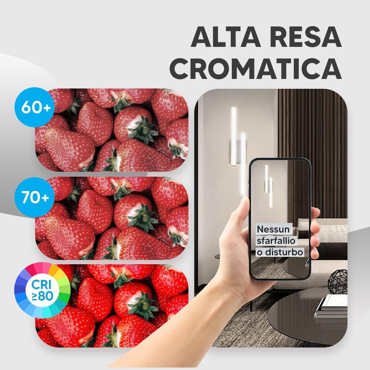 Applique LED da Muro 10W Moderna, Lampada da Parete Bianca Slim Rettangolare, 3000K-6500K, Illuminazione da Interno per Camera da Letto, Corridoio, Soggiorno E26-3C