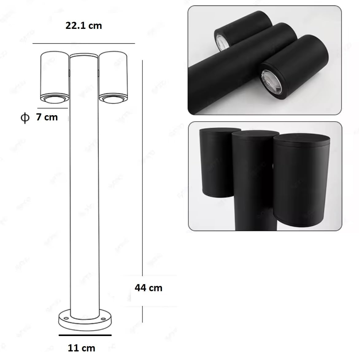 Fai clic per visualizzare la vista completa Risorse per la sicurezza e i prodotti Vuoi riciclare il tuo prodotto GRATUITAMENTE? Lampione da Giardino GU10 IP44 440mm, Palo Luce da Esterno Moderno in Alluminio, Attacco GU10, – Senza Lampadina 539PB-B440
