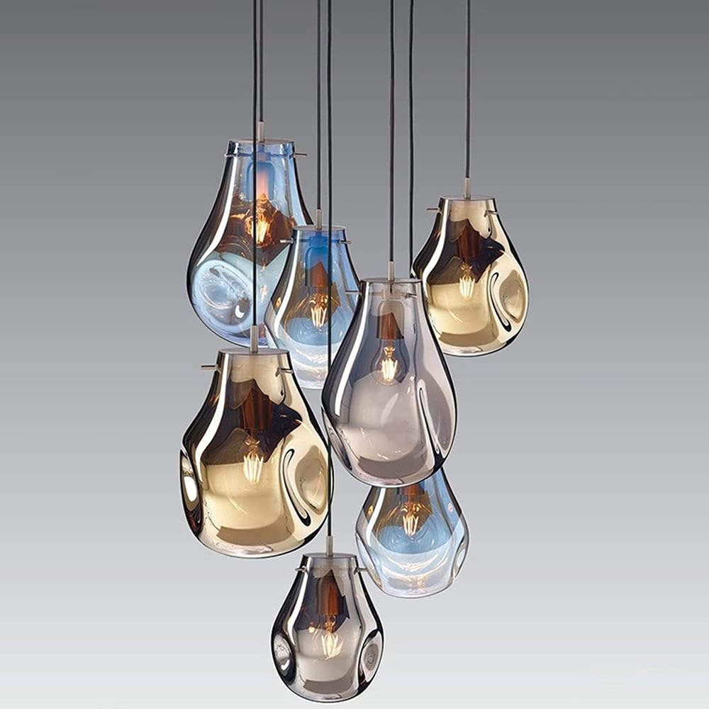 Lampade a Sospensione in Vetro colorato Lampadario Semplice e Moderno in Ferro Illuminazione a Sospensione per Bar Ristorante Portico Corridoio Lampada a Sospensione E27 Base LP-20A