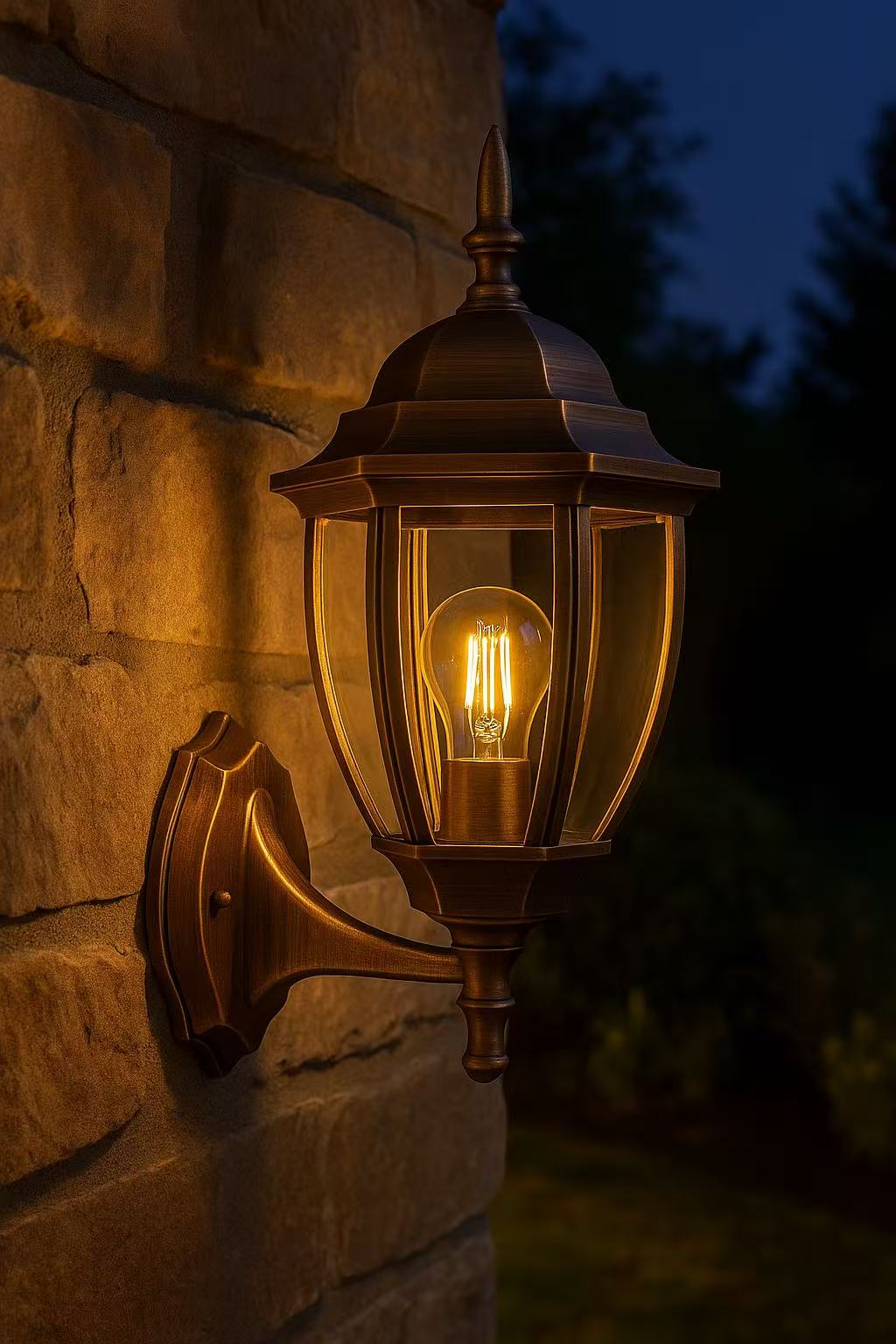 TEKHOME Lanterna da Muro per Esterno E27 IP55 – Lampada da Parete in Alluminio e Vetro, Stile Classico per Giardino, Balcone o Ingresso (Disponibile in 4 Colori) ES09