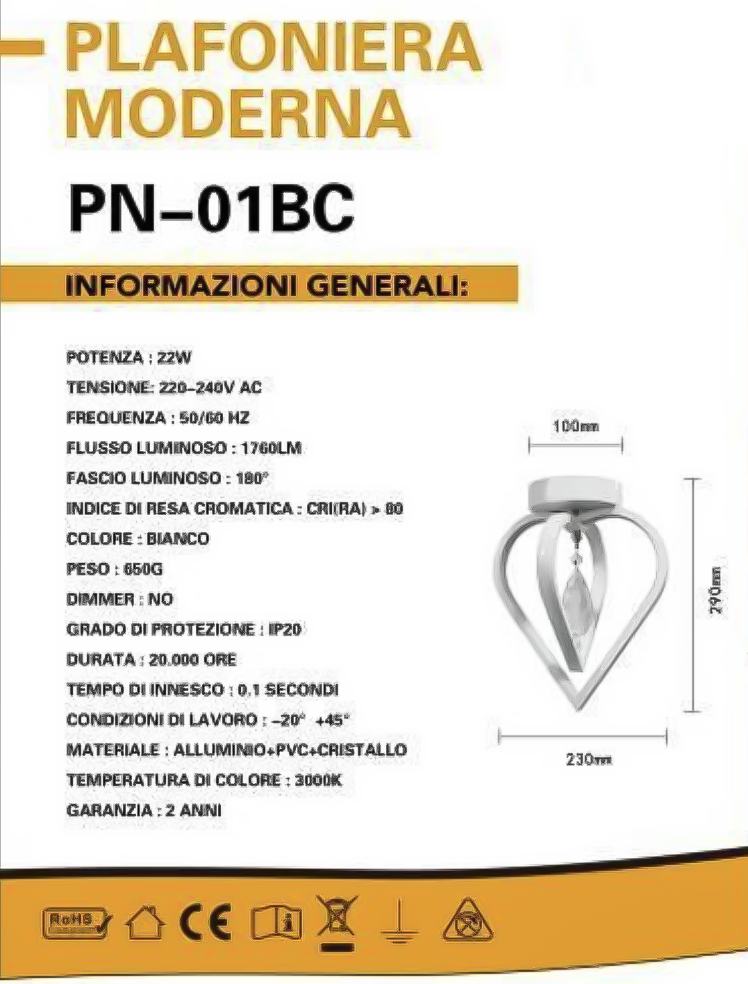 TEKHOME Lampadario Plafoniera A Soffitto 2 Cuori Pendente Luce 6500k 4000k 3000k Pn-01