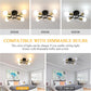 Plafoniera Industriale E27 a 4 Luci, Lampadario da Soffitto in Metallo Nero e Ottone, Attacco E27, Design Moderno Industriale per Cucina Soggiorno Camera da Letto – PN-16 (Lampadina Non Inclusa)
