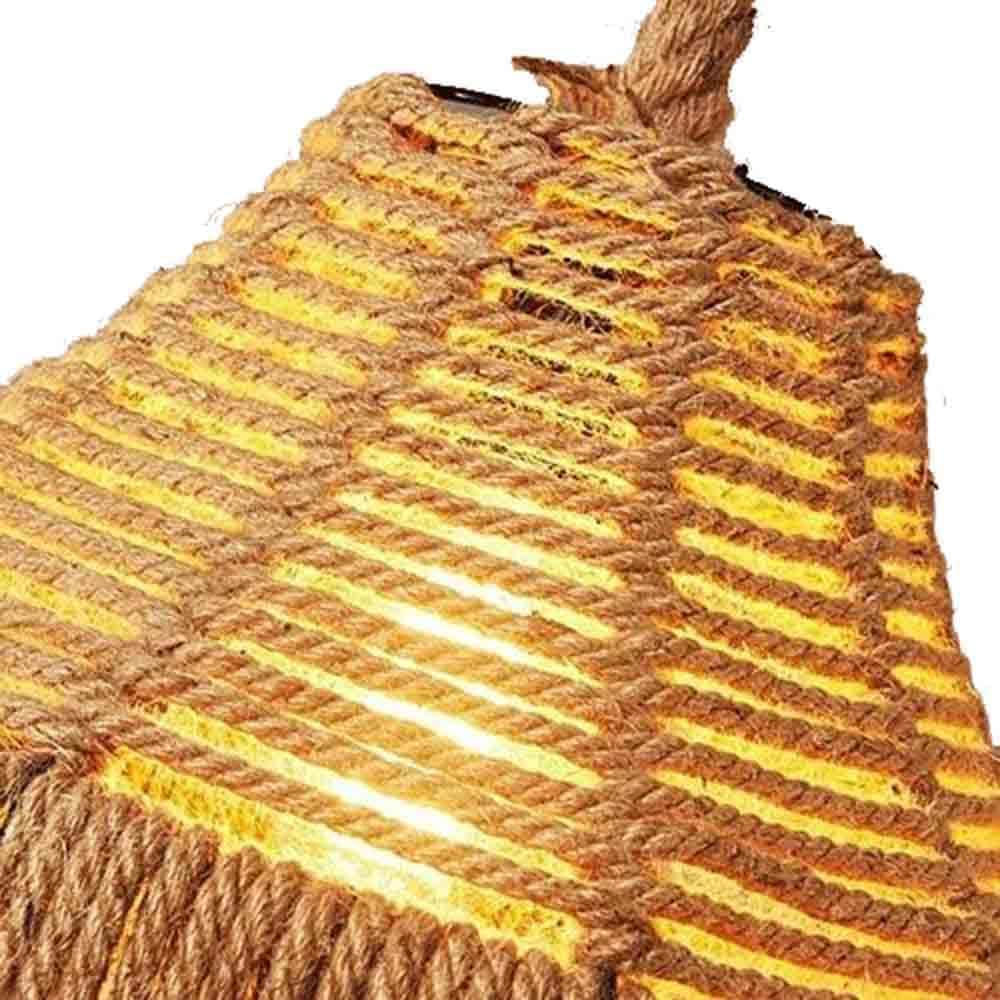 Lampadario a sospensione con paralume a cono in corda di canapa stile vintage retrò lampada attacco E27 cucina soggiorno A54