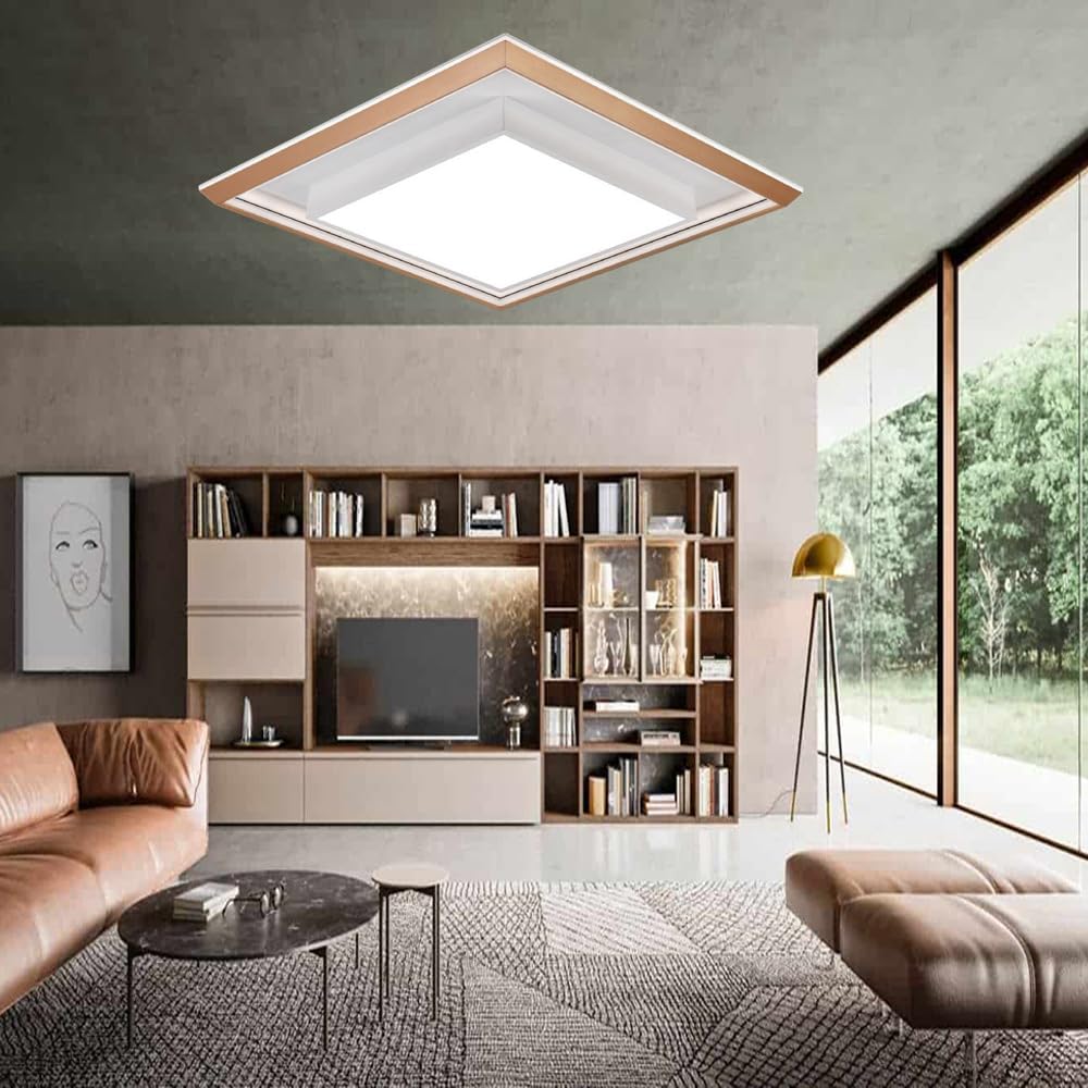Plafoniera LED Moderna Quadrata 48W CCT 3000K-6500K, Luce Soffitto Bianco, Alta Luminosità 3840LM, Design Decorativo per Soggiorno Camera Cucina – C61-3C
