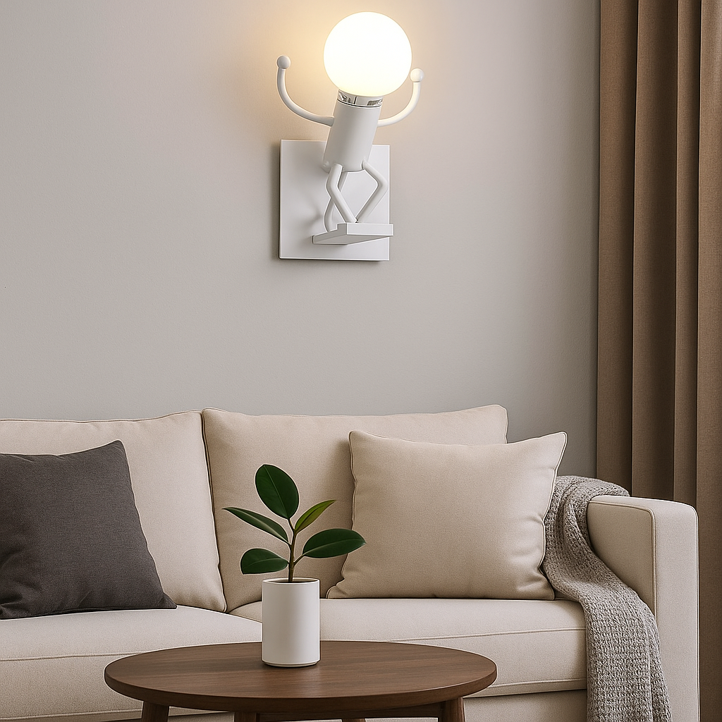 TEKHOME Applique da Muro E27 Design Moderno Metallo, Lampada da Parete con Portalampada E27, Bianco/Nero, per Soggiorno Camera da Letto AQ50