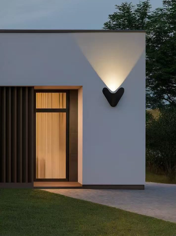Applique da Esterno LED 12W IP65 – Lampada da Parete Impermeabile in Alluminio, Luce Decorativa su e giù, Design Moderno a Forma di V, per Facciata, Balcone e Giardino ES61