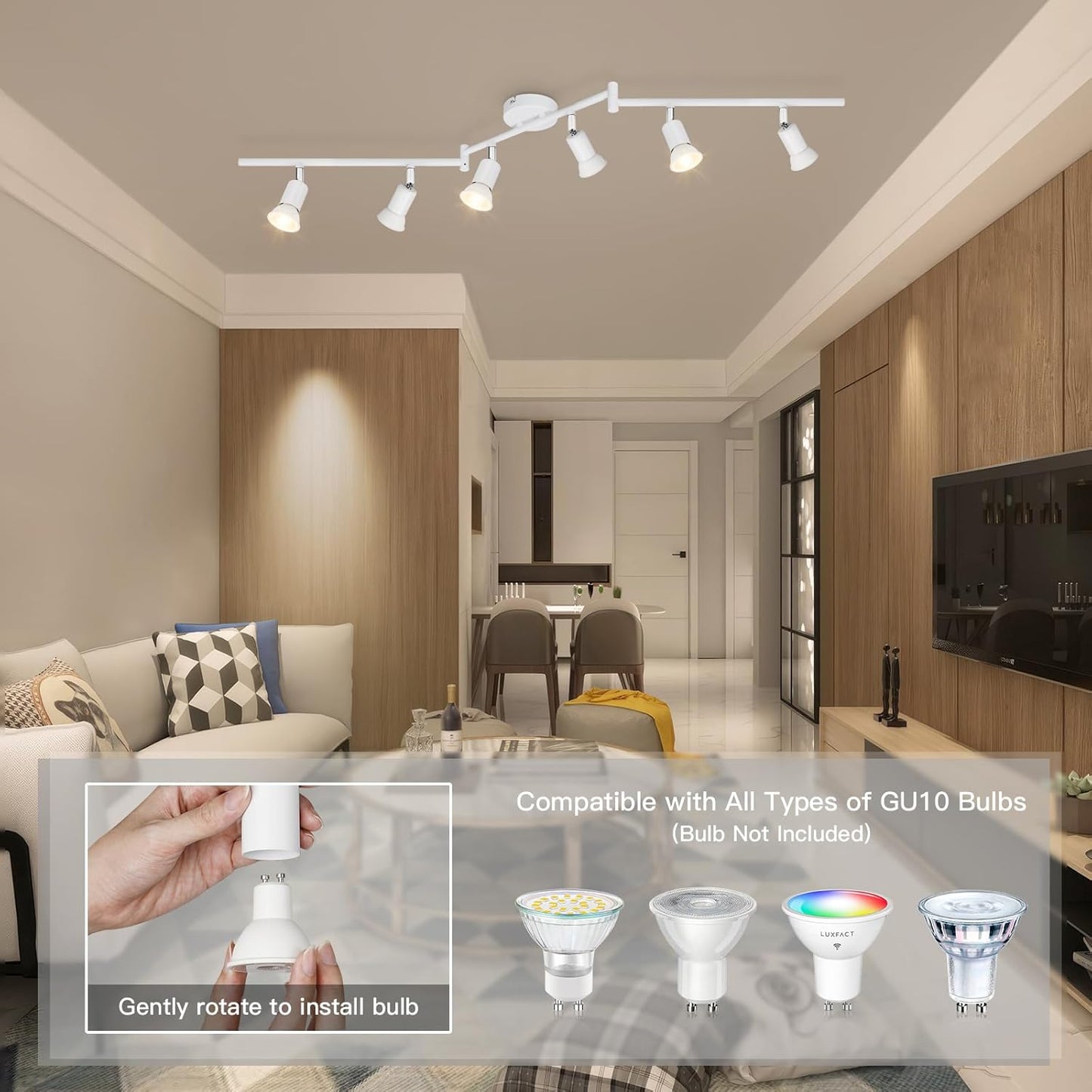 Plafoniera a Soffitto con Faretti Orientabili GU10 in Metallo, Lampada da Interno Moderna per Soggiorno Cucina Corridoio, Attacco GU10 – PN-17B