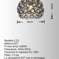 TEKHOME Lampadario da Soffitto a Sfera in Cristallo, Attacco E27, Nero e Bianco, Senza Lampadina, Stile Moderno, per Camera da Letto, Soggiorno, Corridoio, Ø28cm C23
