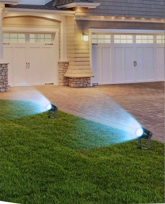 Faretto LED da Esterno 3,5W IP65, Luce Blu, Spot da Terra per Giardino e Facciata, Corpo in Alluminio Nero, Illuminazione Decorativa Outdoor – ES38-NB