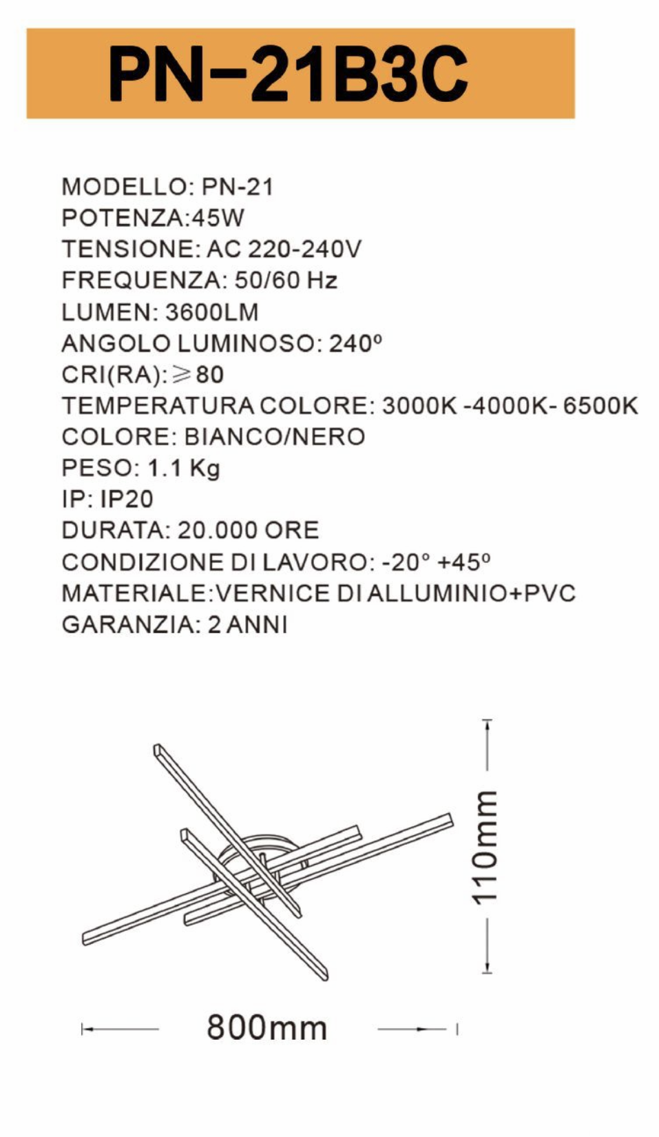 TEKHOME Plafoniera LED Soffitto, 45 watt, 60x60x11 cm, 3 Temperature Colore (3000K, 4000K, 6500K), Alluminio, Installazione Facile, Resistente, Moderna, Camera da Letto PN-21
