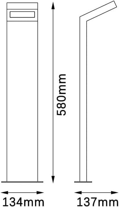 Lampione da Giardino Moderno 10W, Paletto Luce LED Esterno 4000K, IP54 Impermeabile, H580mm, Lampada da Esterno per Vialetti, Cortile, Giardino – Alluminio 954PA-H580