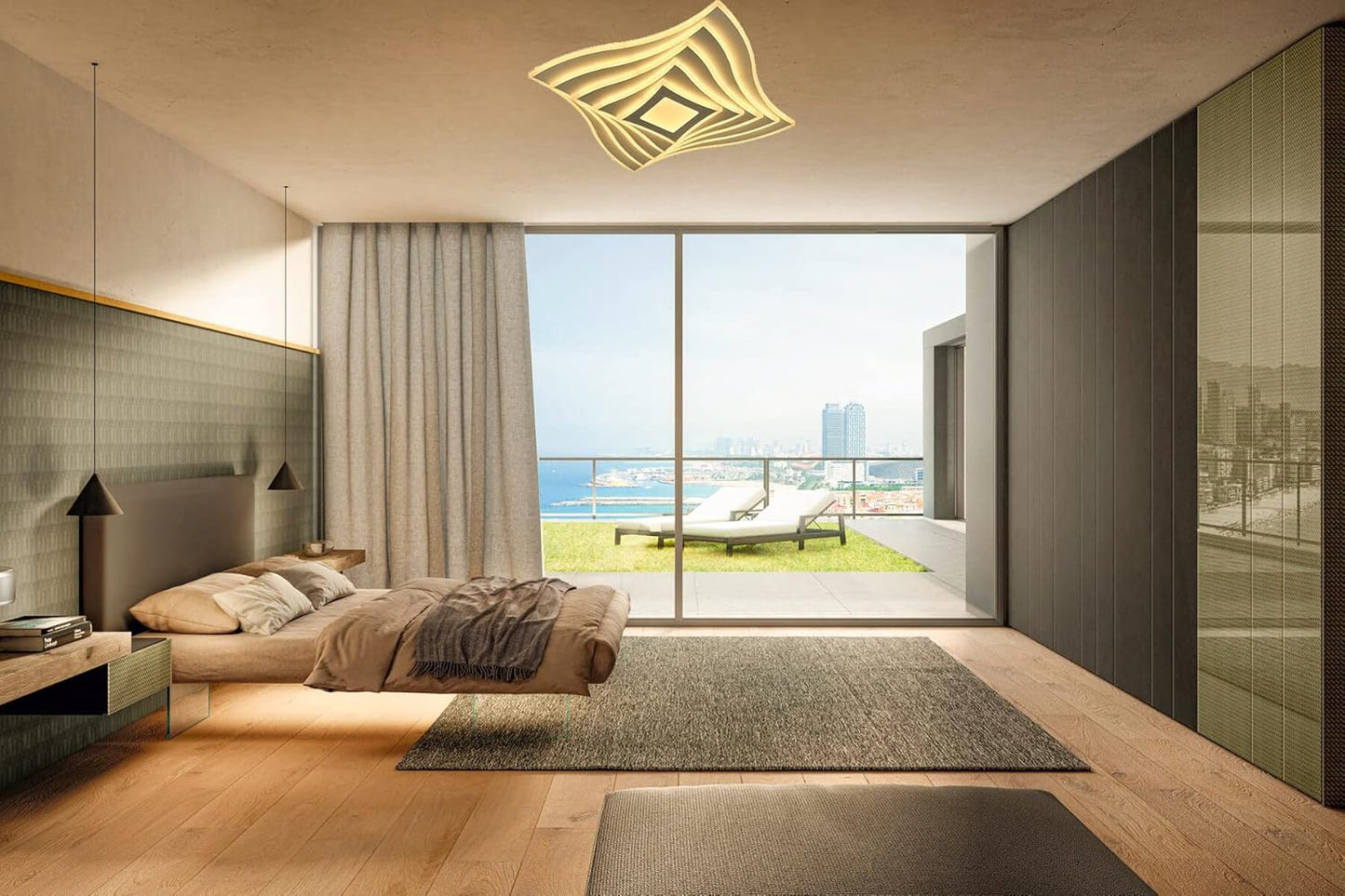 TEKHOME Plafoniera a led da interno moderna a soffitto forma quadrata 3D lampada adatta per camera da letto salone soggiorno solotto cucina locali commerciali 75W (Quadrata 3d - 3 Colori) C68-3C