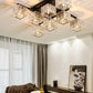 TEKHOME Lampadario da Soffitto 8 Luci E27, Stile Moderno Quadrato in Cristallo, Attacco E27 Max 60W, Struttura in Metallo Nero, Senza Lampadine, per Soggiorno Sala da Pranzo Interni C28-8