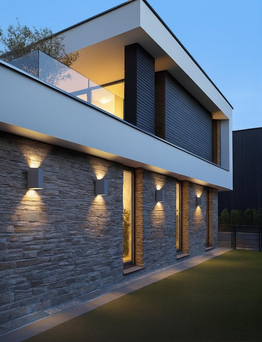 Applique da Esterno 2xGU10 IP65 – Lampada da Parete Impermeabile in Alluminio Verniciato, Luce su e giù, Design Moderno, Senza Lampadina ES55