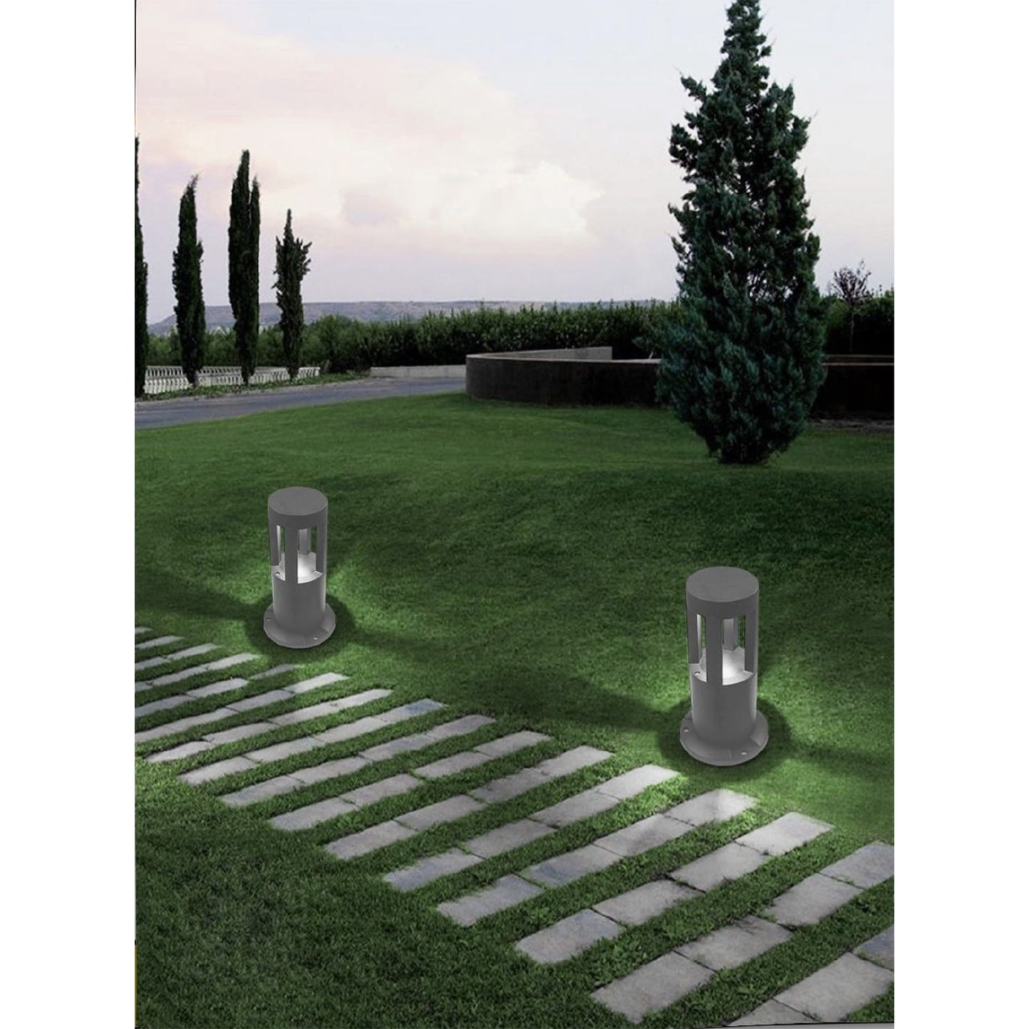 Lampada da Giardino LED IP65 12W 600LM | Paletto Luminoso per Esterno in Alluminio | Luce Calda/Naturale/Fredda | Grigio – Serie ES59