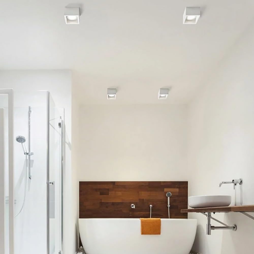 Plafoniera in Gesso da Soffitto Quadrata, Attacco GX53, Max 15W, Verniciabile, IP20 – Bianco – GS-C38-1