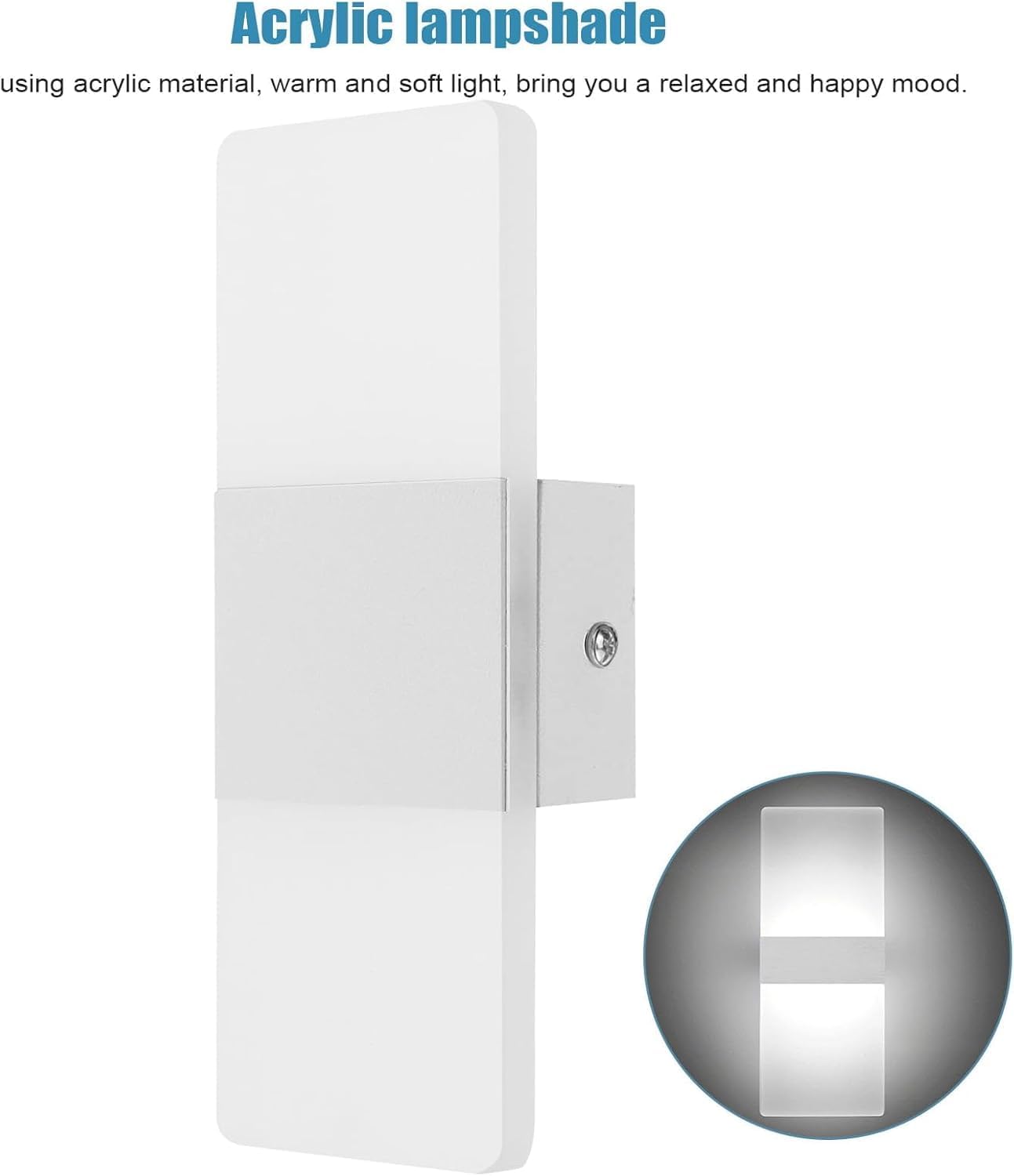 TEKHOME Applique da Muro LED 10W Bianco/Con Finitura in Rame, Rettangolare Moderno, 3000K-6500K, Lampada da Parete Interni, Soggiorno Camera da Letto Corridoio E37