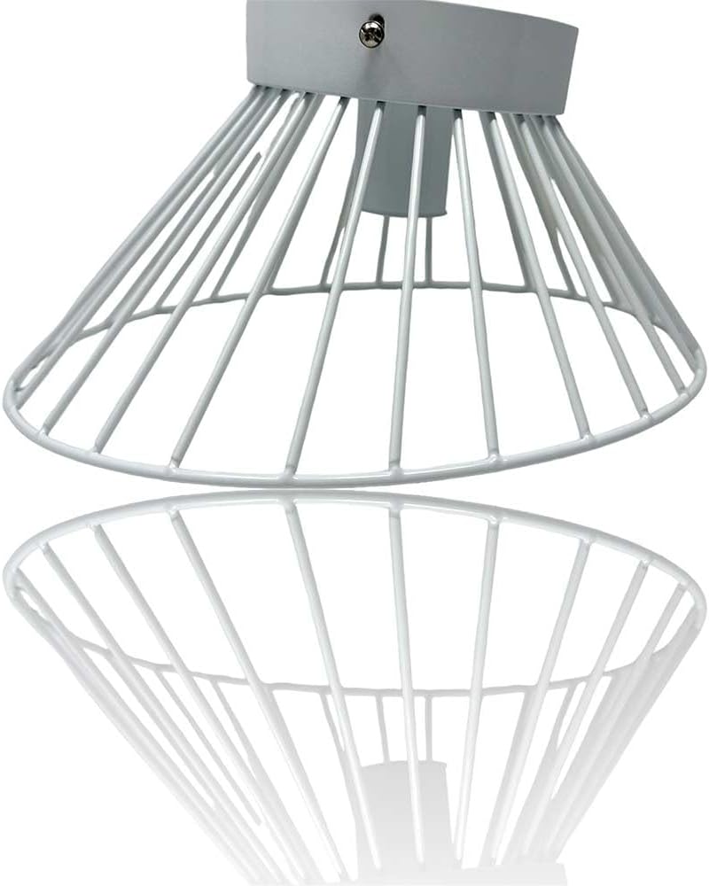 TEKHOME Plafoniera E27 a soffitto a forma di cesta, Max 60W, Corpo bianco in metallo, Interno, Modello C70