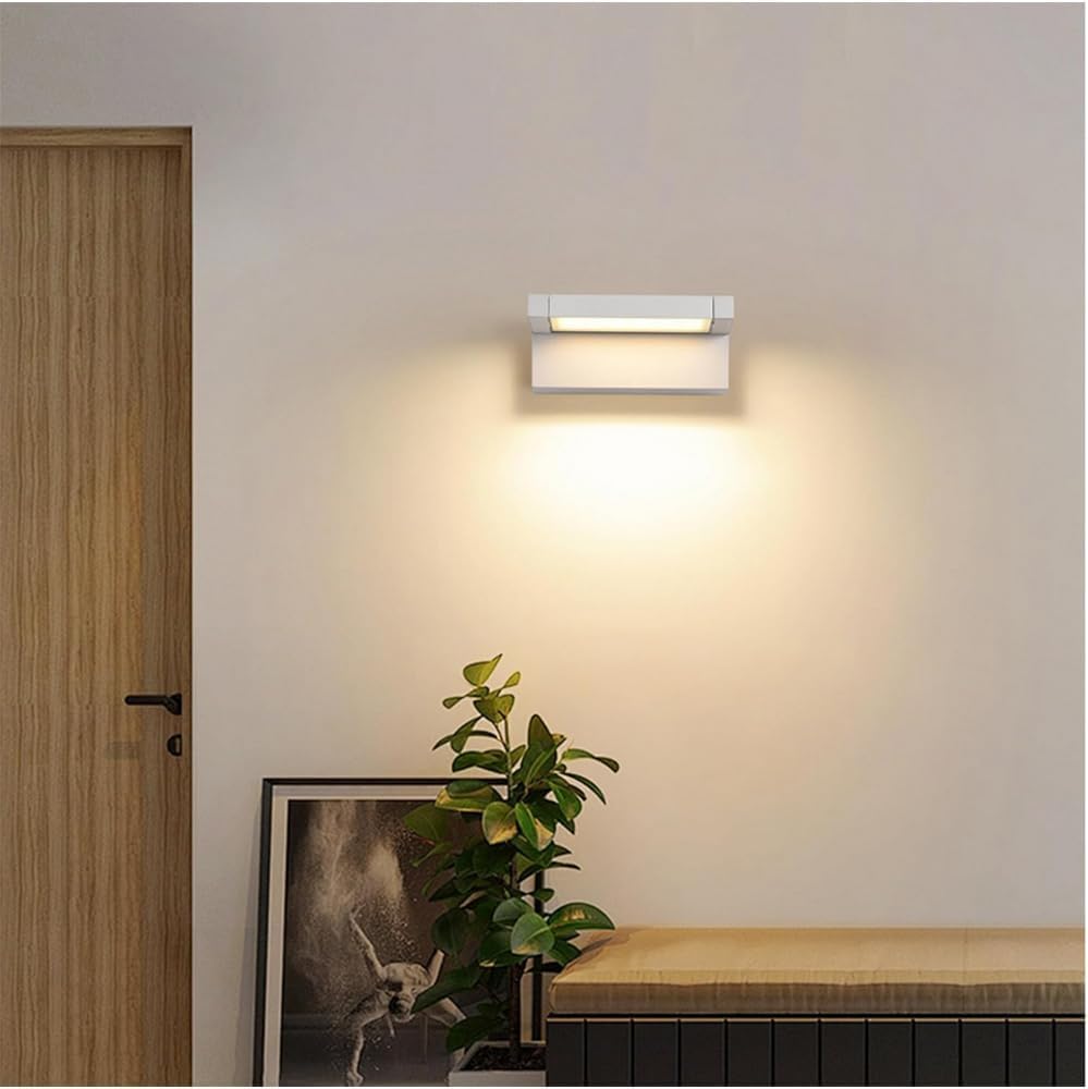 Applique LED da Esterno 21W IP65 CCT-Switch 3000K-4000K-6500K, Lampada da Parete Moderna in Alluminio e Vetro, Impermeabile per Facciata, Giardino e Balcone 472
