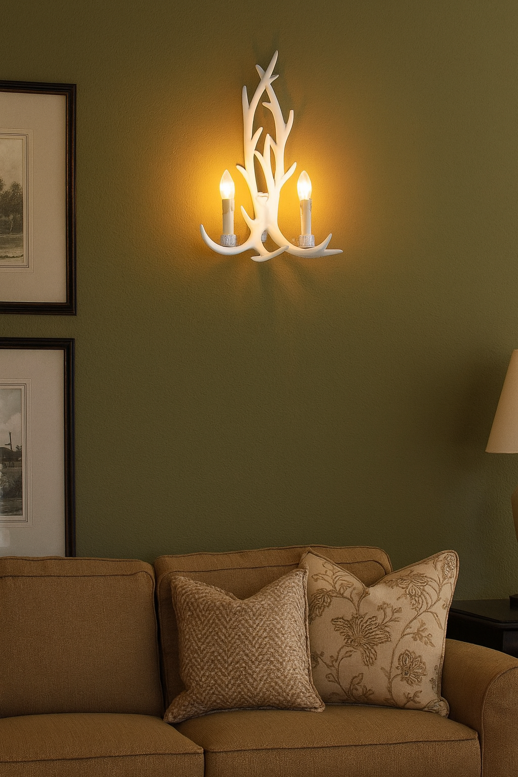 TEKHOME Applique da Parete Artistica a 2 Luci, Stile Ramo Bianco, Attacco E14, Struttura in Resina, Design Decorativo per Camera da Letto, Soggiorno e Corridoio E45-B