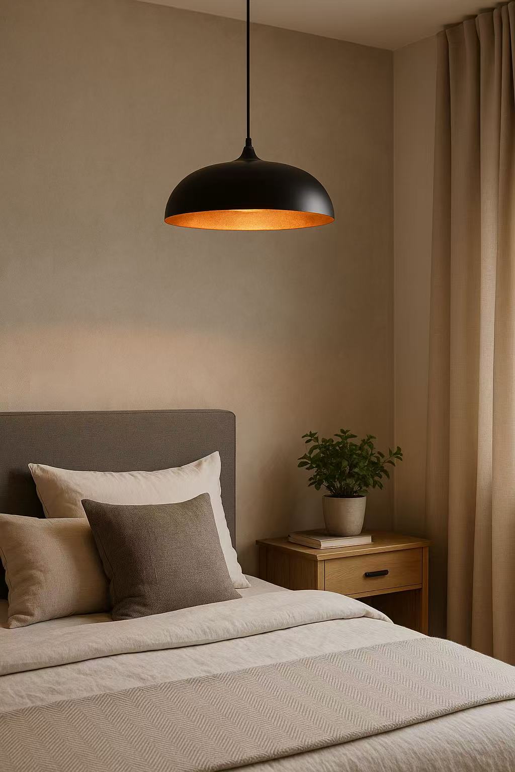 Lampadario a sospensione stile contemporaneo in metallo pendente a cupola attacco E27 luce tavolo cucina di colore nero o bianco Ø35 cm  B90