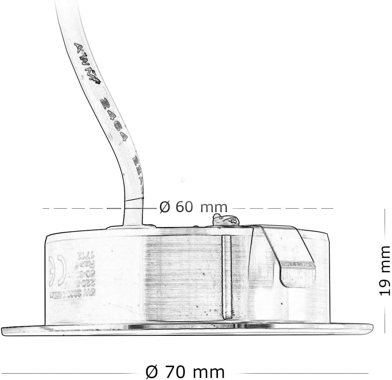 3PZ Lampadina da Soffitto LED 3W Ø70mm, 240LM, CRI≥80, Alluminio+PC, IP20, Foro Ø55mm, Angolo 120°, — Bianco o Argento, 3000K/4000K/6500K P60
