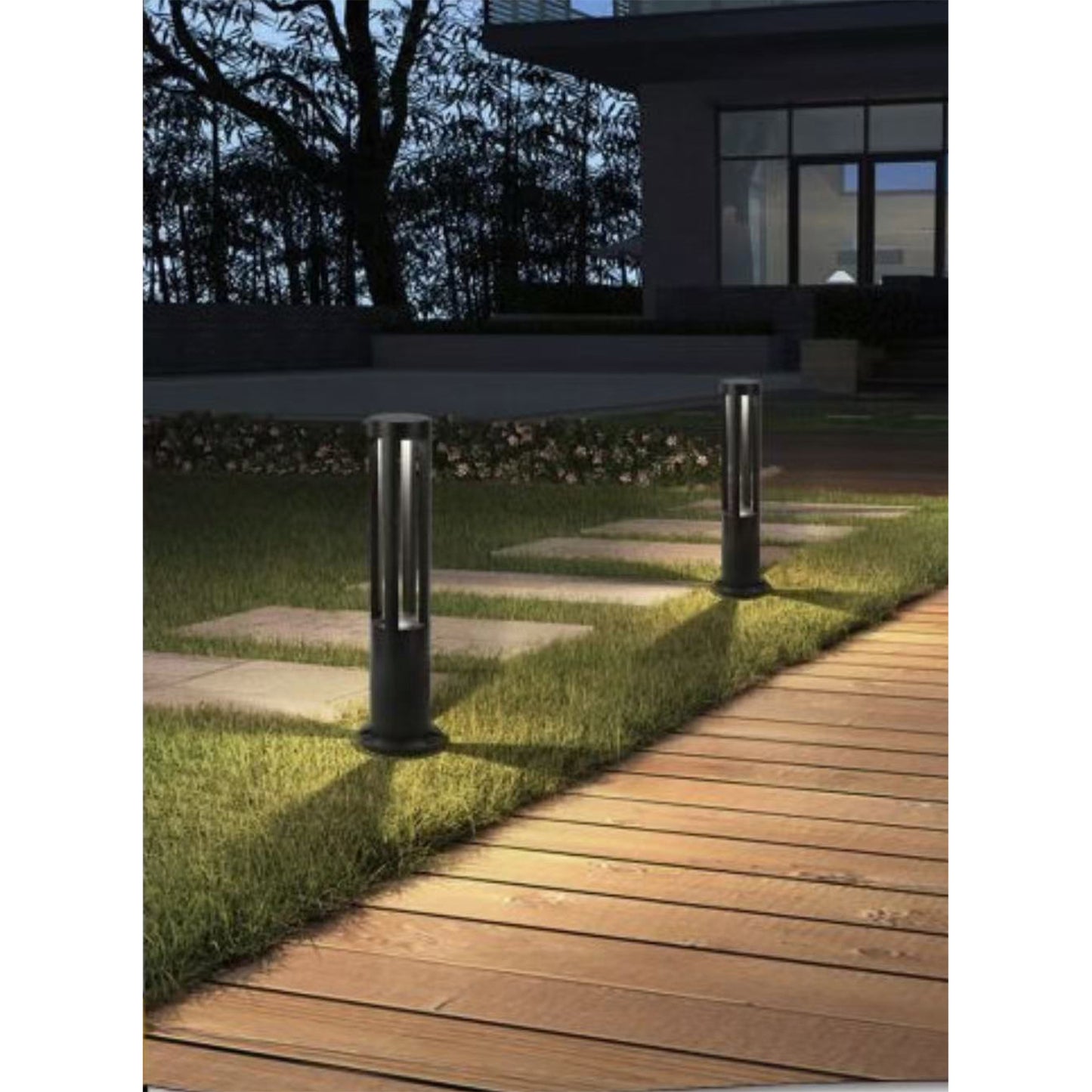 Lampada da giardino IP65 12W per esterno, bollard light in alluminio+vetro, 600lm, 3000K/4000K/6500K – Serie ES28