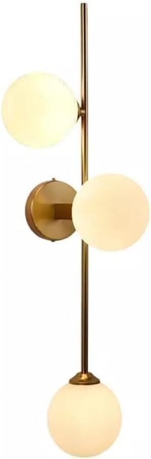 Applique da Parete a 3 Luci in Ottone con Attacco G9, Lampada Moderna da Muro Design Globo, 3 x 10W Max, Senza Lampadine, 70cm AQ57