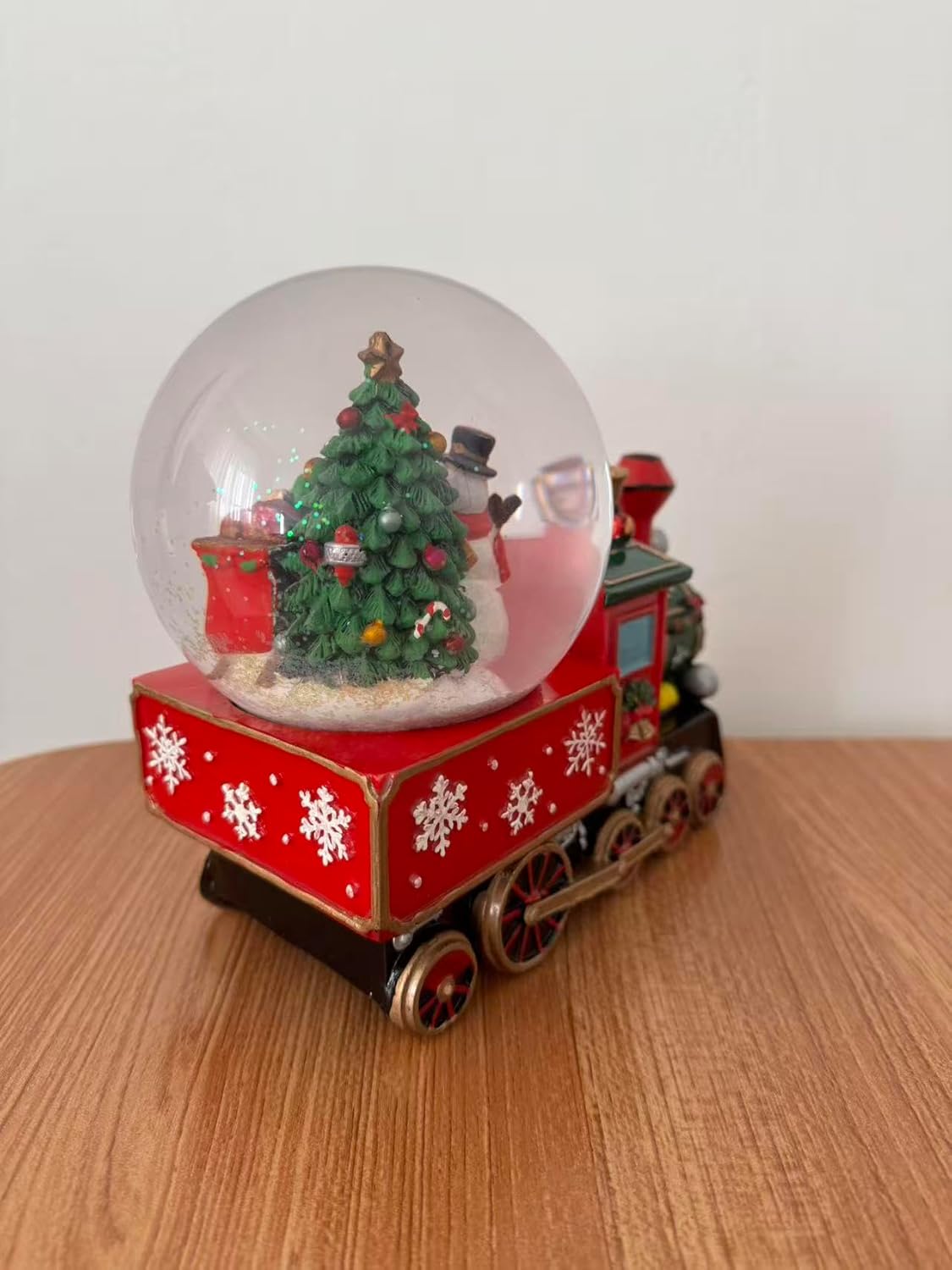 Carillon Natalizio Trenino di Babbo Natale con Globo di Neve Musicale, Decorazione Natalizia da Tavolo, L’Arte del Natale, Carica Meccanica, 22x12x17,5 cm 423521