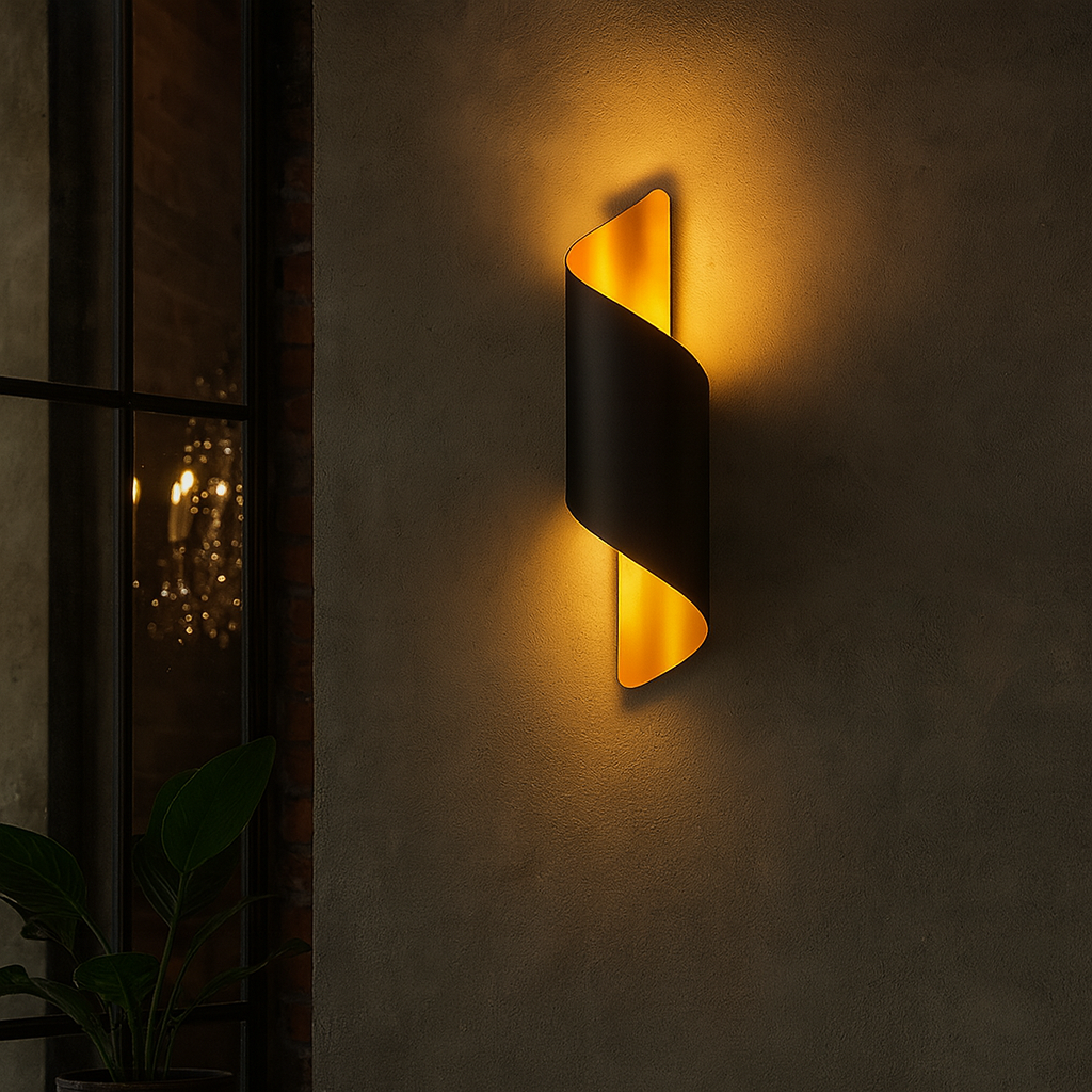 TEKHOME Applique da Parete Design Moderno Nero e Dorato E53-N, Portalampada G9, Alluminio e Ceramica, 33cm, Lampada da Parete Interni Soggiorno Camera Corridoio E53-N