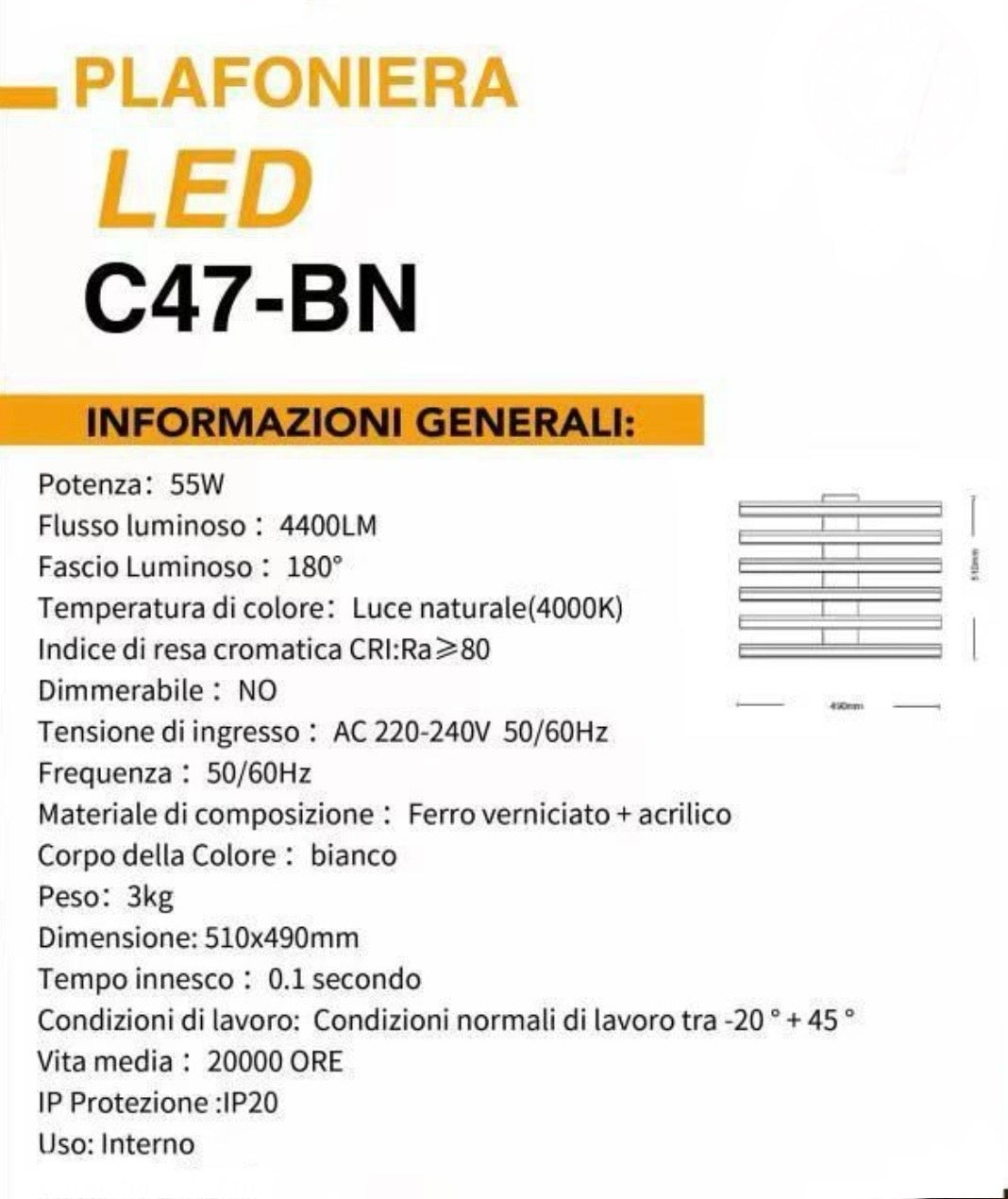 TEKHOME Plafoniera LED Moderna -4400LM-55 Watt Finitura Bianca Luce Naturale Fredda Calda C47