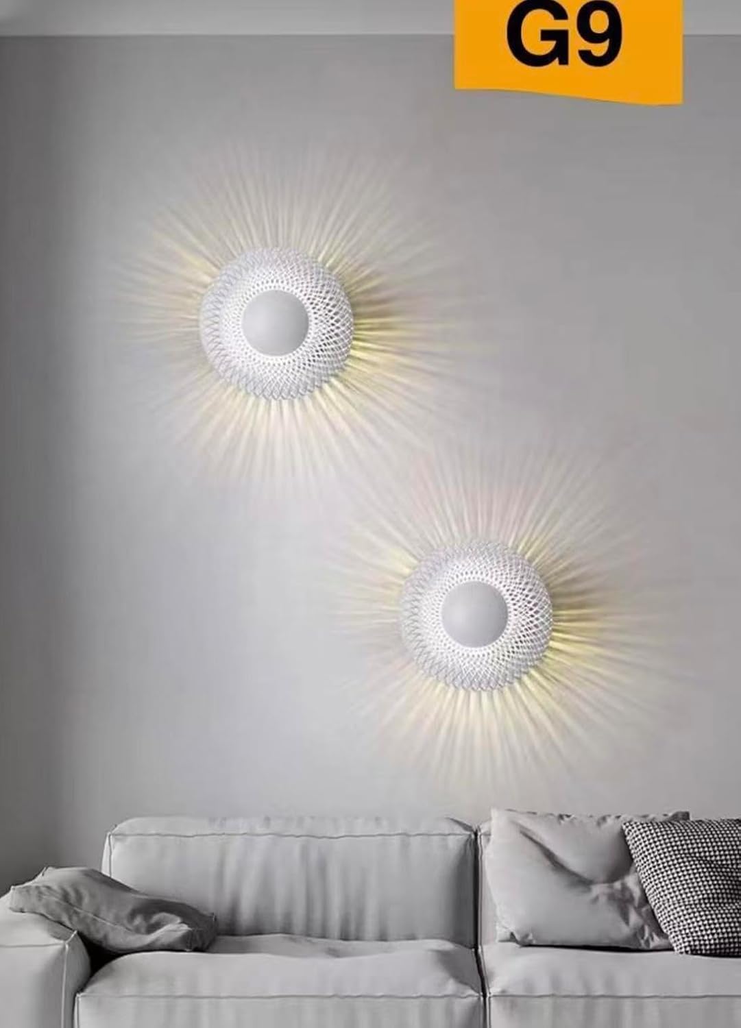 TEKHOME Applique da muro LED G9 design moderno a nido d’uccello, lampada da parete decorativa interna, metallo, compatibile con lampadina G9, bianco/nero AQ48