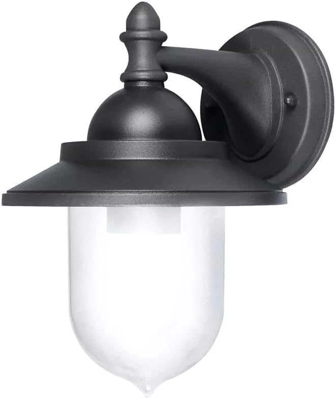 Applique da Esterno E27 IP44, Lampada da Parete Classica in Alluminio e PC, Attacco E27 (Lampadina no), Impermeabile per Facciata, Balcone e Giardino - Bianco/Grigio B247