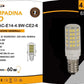 Lampadine LED E14 4.9W 600LM 6500K, 10 Pezzi, Luce Fredda, Formato Compatto 19x58mm, 220-240V, SPARAC-E14-4.9W-CE2-6