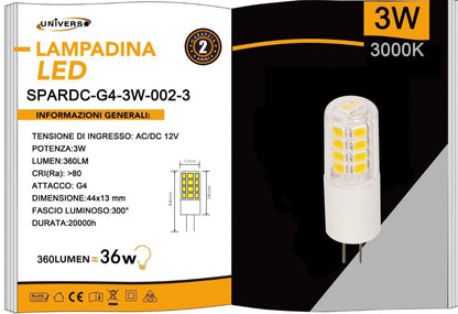 Lampadine LED G4 3W 360LM 12V 10 Pezzi G4-3W-002