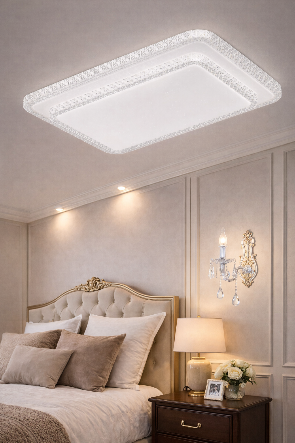 Plafoniera LED 64W con Telecomando, Lampada da Soffitto Dimmerabile CCT 3000K-4000K-6500K, Moderna in Metallo e Alluminio per Soggiorno Camera Cucina – C65-S-3C