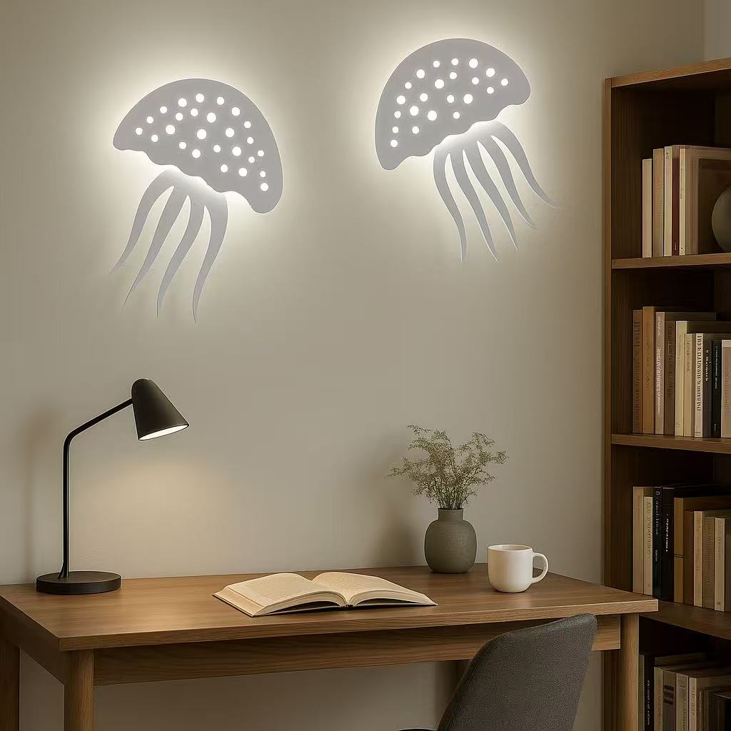 TEKHOME Applique da muro LED 8W design creativo a forma di medusa, 3 temperature colore 3000K-4000K-6500K, lampada da parete moderna per soggiorno e camera da letto AQ27-B3C