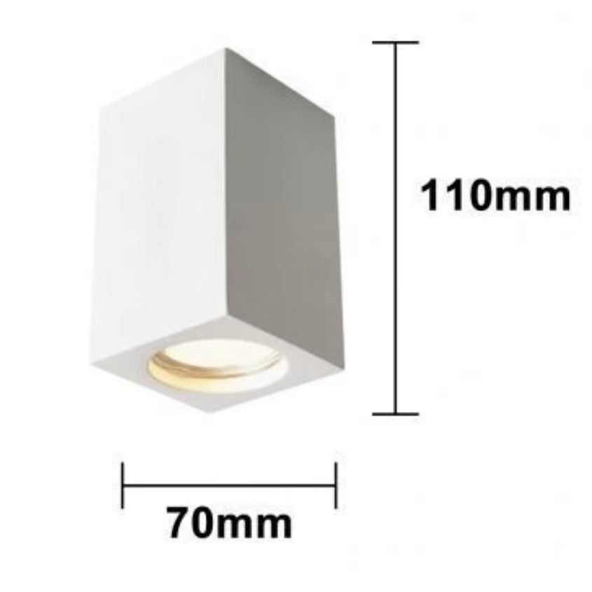 Faretto da Soffitto in Gesso GU10 Quadrato | Plafoniera Cubica Verniciabile | Attacco GU10 Max 35W | Design Moderno Bianco per Interni GS-C110-Q