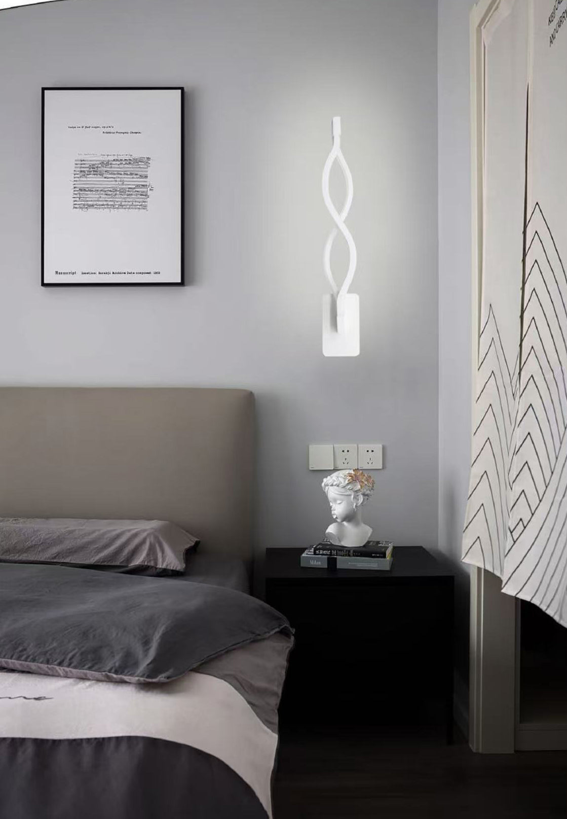 Applique LED Moderna 9W da Parete, CCT Switch 3000K/4000K/6500K, 720lm, Design Ondulato, Luce Interni – Serie E16 (3 COLORI)