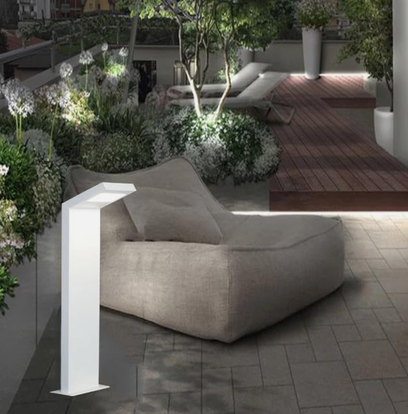 Lampione da Giardino Moderno 10W, Paletto Luce LED Esterno 4000K, IP54 Impermeabile, H580mm, Lampada da Esterno per Vialetti, Cortile, Giardino – Alluminio 954PA-H580