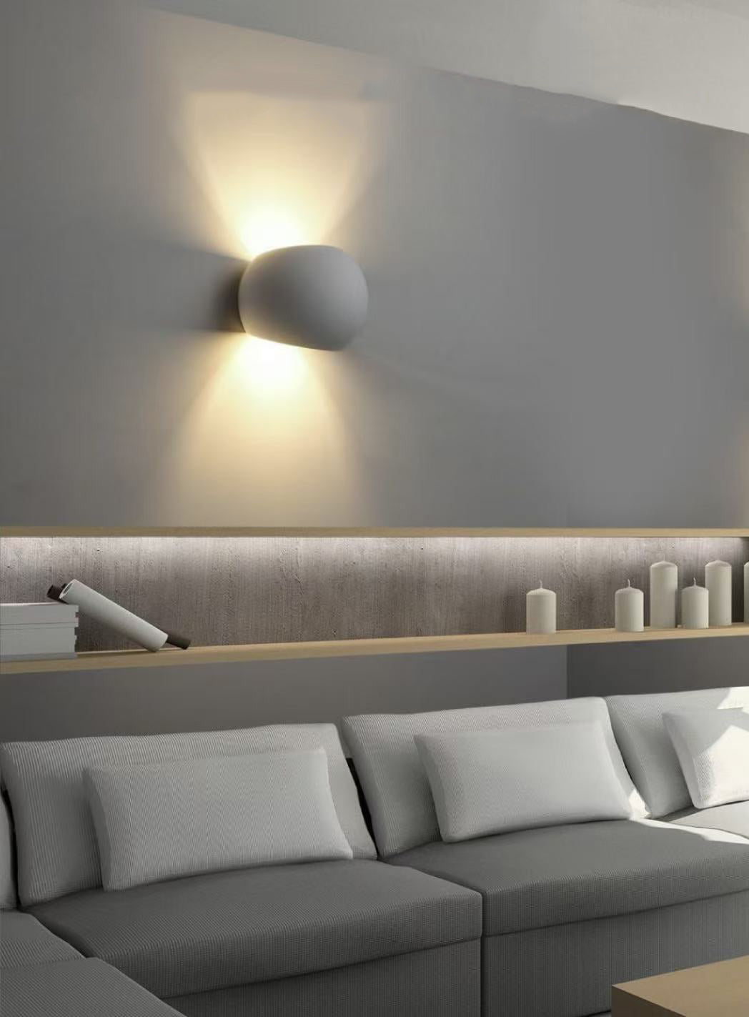 TEKHONE Applique da Parete in Gesso Bianco Design Moderno Up & Down, Lampada da Muro per Soggiorno Camera Corridoio, Attacco G9 – GS-E07