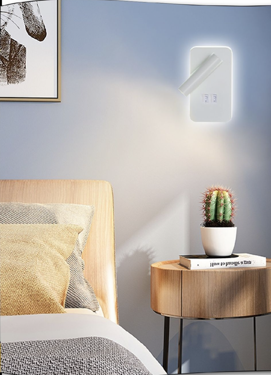 TEKHOME Applique da Parete LED 6W con Interruttore, Lampada da Comodino Orientabile, Luce 3000K-6500K Design Moderno in Alluminio, per Camera da Letto e SoggiornoE20