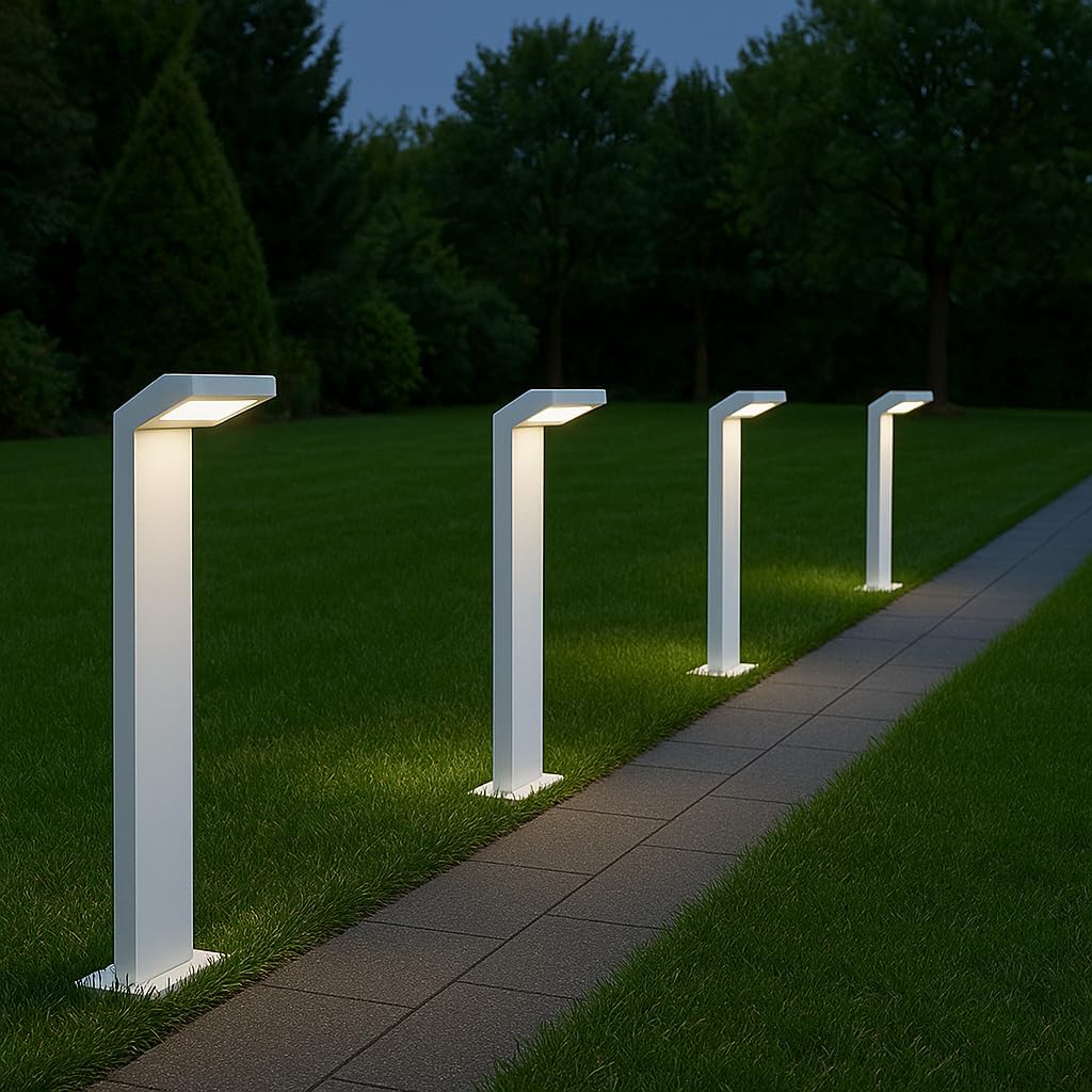 Lampione da Giardino Moderno 10W, Paletto Luce LED Esterno 4000K, IP54 Impermeabile, H580mm, Lampada da Esterno per Vialetti, Cortile, Giardino – Alluminio 954PA-H580