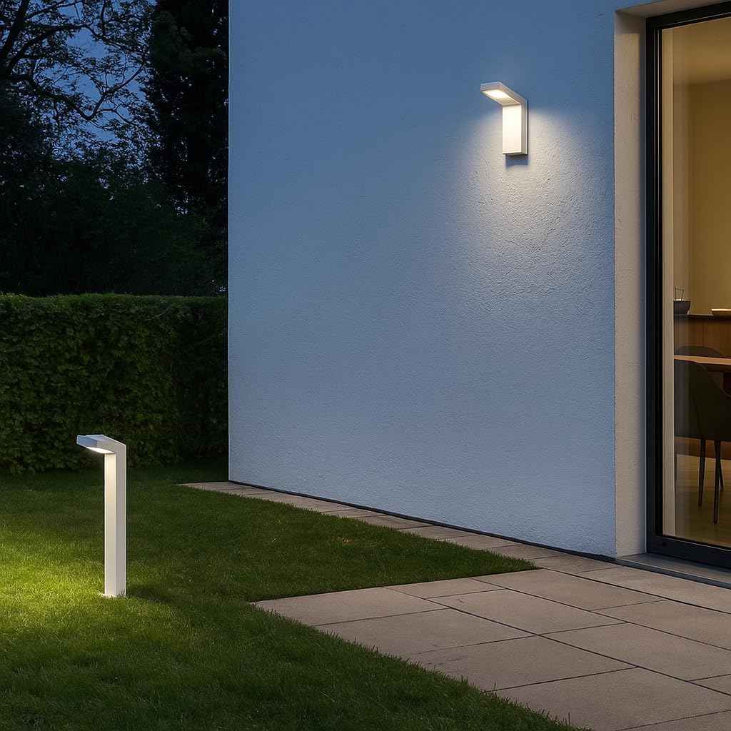 Lampione da Giardino Moderno 10W, Paletto Luce LED Esterno 4000K, IP54 Impermeabile, H580mm, Lampada da Esterno per Vialetti, Cortile, Giardino – Alluminio 954PA-H580