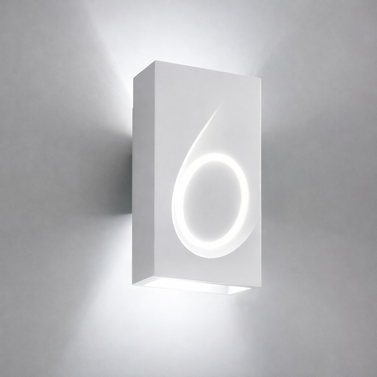 TEKHONE Applique da Parete in Gesso Bianco Design Moderno – Doppia Emissione di Luce, Verniciabile, Attacco G9 – GS-E40