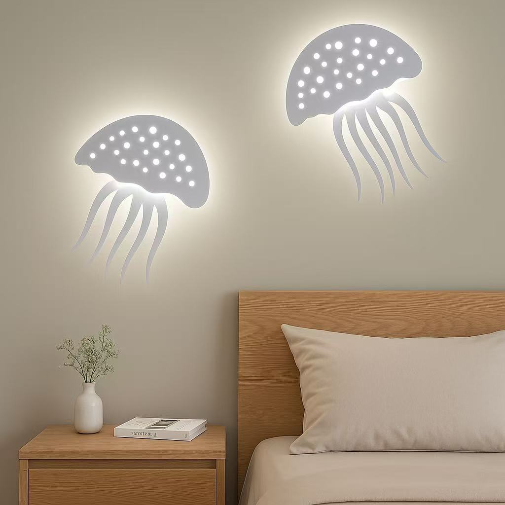 TEKHOME Applique da muro LED 8W design creativo a forma di medusa, 3 temperature colore 3000K-4000K-6500K, lampada da parete moderna per soggiorno e camera da letto AQ27-B3C